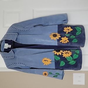 Quaker Factory Leather jacket woth Sunflowers